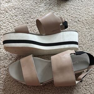 Via Spiga Tan Platform Shoes with Chunky Sole